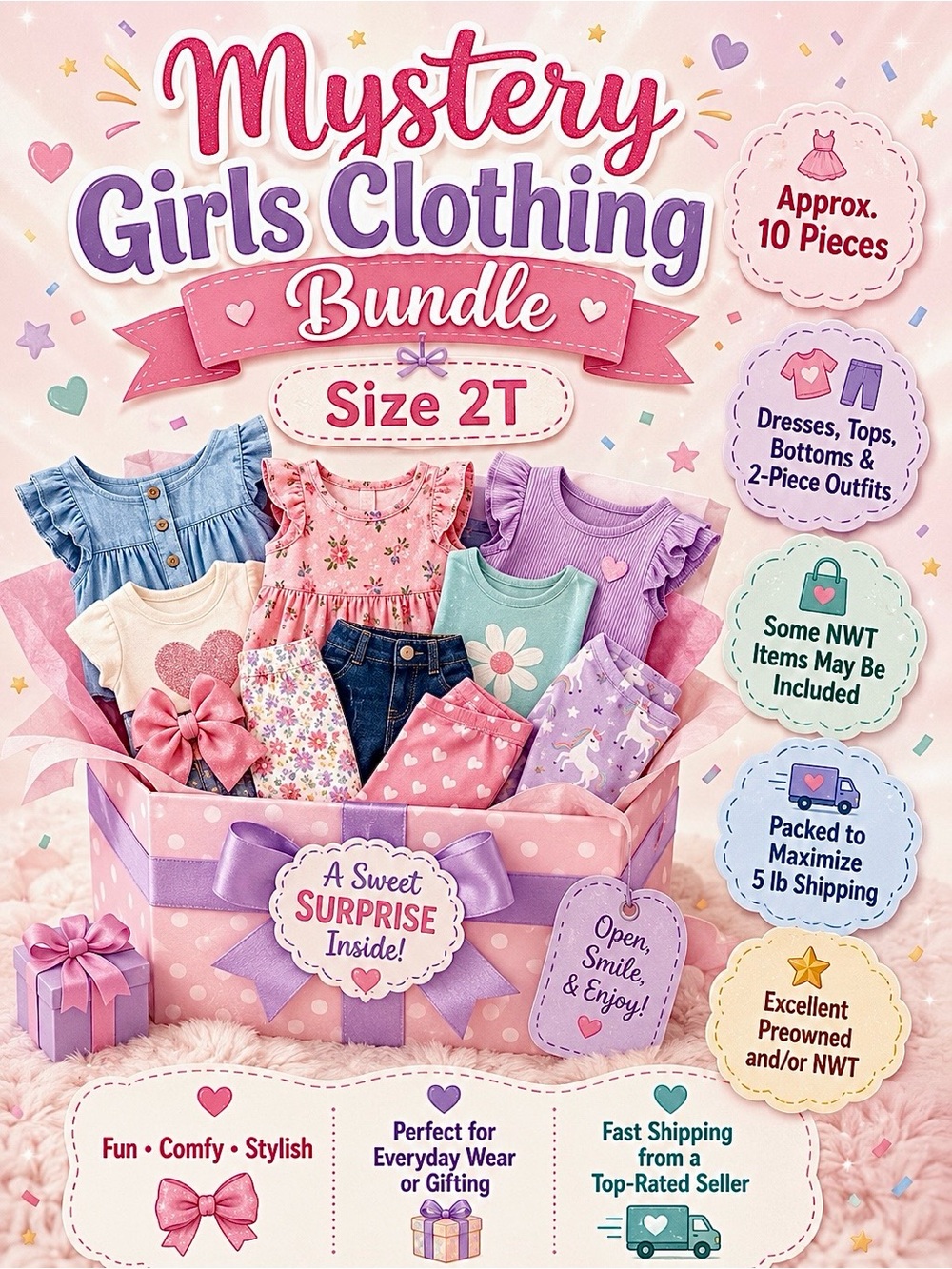 Little Girls’ Clothing Mystery Bundle – Size 2T